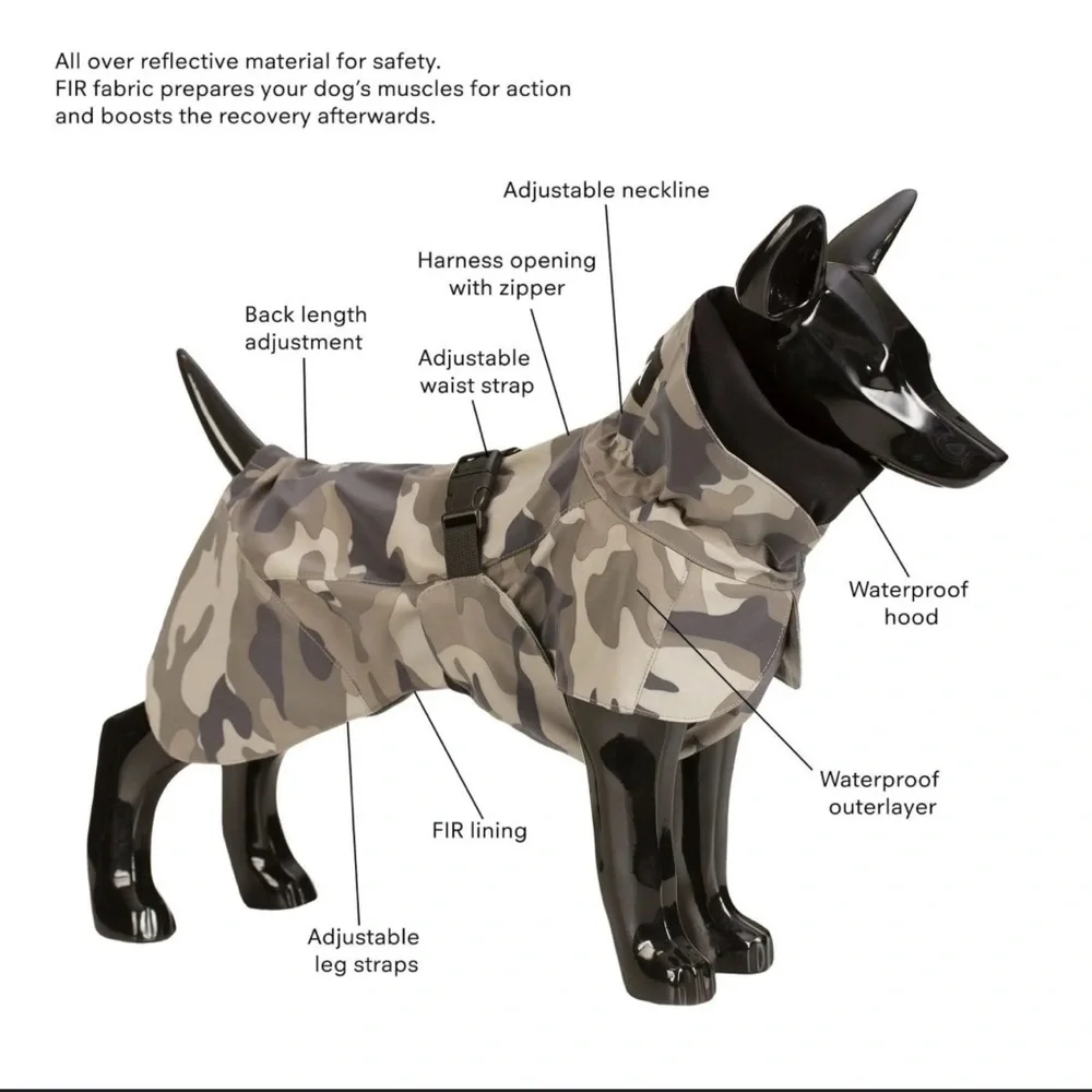 Paikko 20 XXS Dog Recovery Raincoat Camo‎ waterproof outdoor jacket